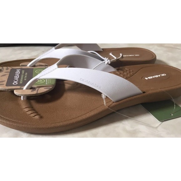 Okabashi Flip Flop/Sandal Made in USA White Brown Size Small 5 & 6 Woman’s - Picture 1 of 4